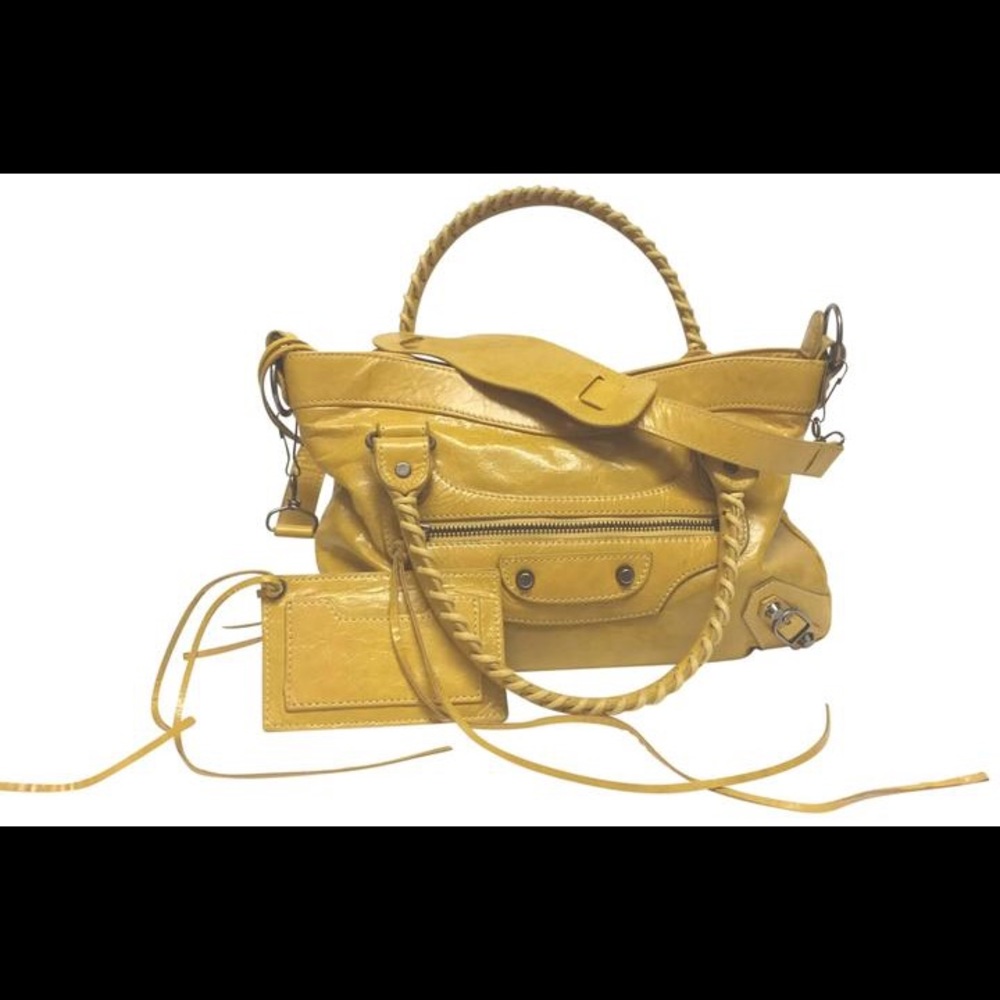 Balenciaga The City Yellow Leather Satchel